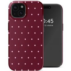 Selencia Cover Posteriore Vivid Apple iPhone 15 - Happy Dots Burgundy