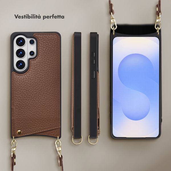 Selencia Cover per telefono Nova con cordino e portacarte Samsung Galaxy S26 Ultra - Mocha Brown