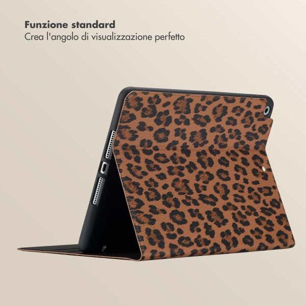 Selencia Libreria Sabi con stampa leopardata Apple iPad 9 (2021) 10.2 pollici / iPad 8 (2020) 10.2 pollici / iPad 7 (2019) 10.2 pollici - Mocha Brown