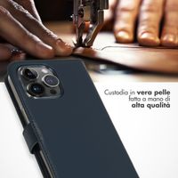 Selencia Cover a libro in vera pelle Apple iPhone 15 Pro Max - Blu