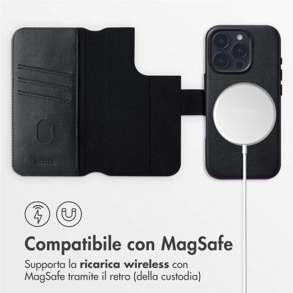 Accezz Cover in pelle 2 in 1 con MagSafe Apple iPhone 16 Pro - Onyx Black