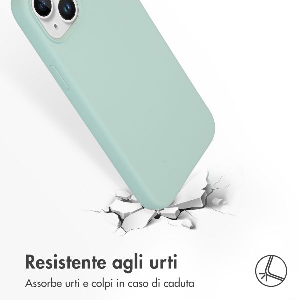 Accezz Cover in silicone liquido con MagSafe Apple iPhone 15 Plus - Sky Blue