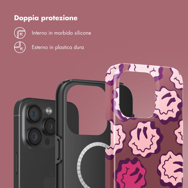 Selencia Cover posteriore Vivid con MagSafe Apple iPhone 15 Pro - Wavy Smiley Pink