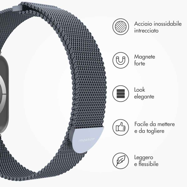 imoshion Cinturino milanese magnetico Apple Watch | 44/45/46/49 mm - Taglia S - Grigio scuro
