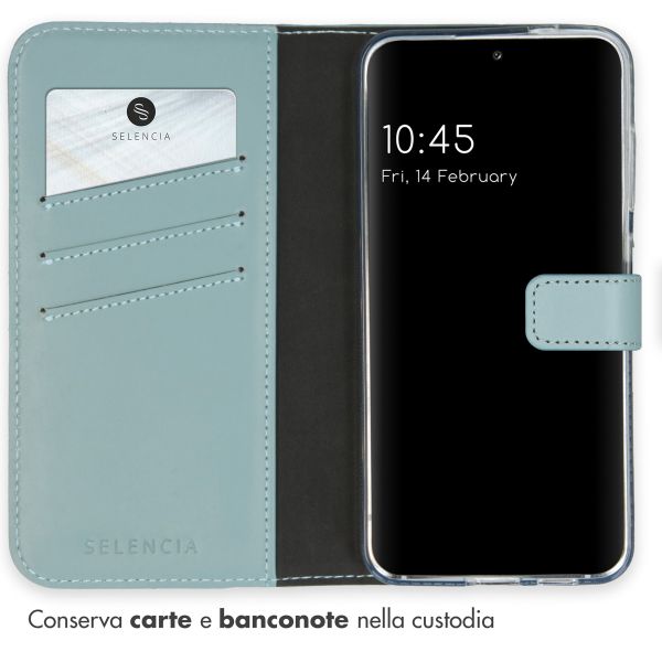 Selencia Cover a libro in vera pelle Samsung Galaxy S24 - Air Blue