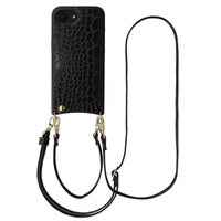 Selencia Cover per telefono Nova Croco con cordino e portacarte Apple iPhone 17e / 16e - Nero