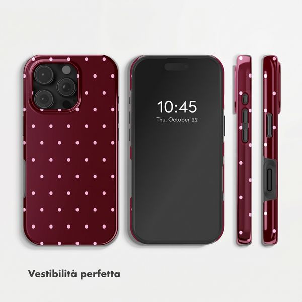 Selencia Cover posteriore Vivid con MagSafe Apple iPhone 16 Pro - Happy Dots Burgundy