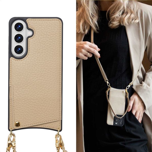 Selencia Cover per telefono Nova con cordino e portacarte Samsung Galaxy S26 Plus - Beige
