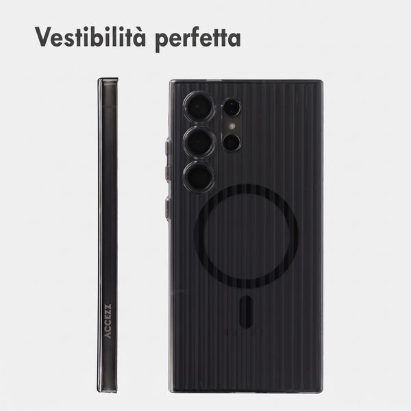 Accezz Cover Lite con MagSafe | Fluted | Samsung Galaxy S24 Ultra - Nero