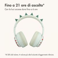 imoshion Cuffie Bluetooth Kids Dino - Cuffie per bambini con limitatore di decibel - Cuffie wireless + cavo AUX - Brown / Orange