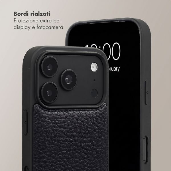 Selencia Cover per telefono Nova con cordino e portacarte Apple iPhone 18 Pro Max / 17 Pro Max - Nero