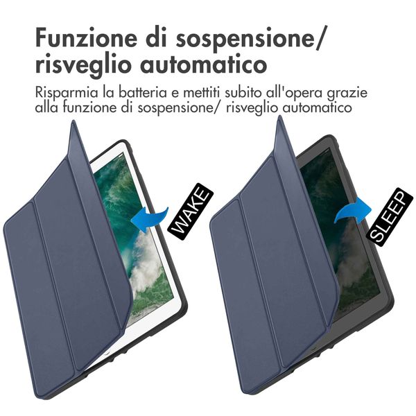 imoshion Cover a libro Trifold Apple iPad 6 (2018) 9.7 pollici / iPad 5 (2017) 9.7 pollici / Air 2 (2014)/Air 1 (2013) - Blu scuro