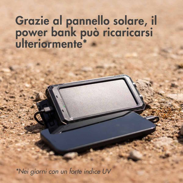 imoshion Powerbank solare da 10.000 mAh – powerbank wireless a energia solare – Quick Charge e Power Delivery – Nero