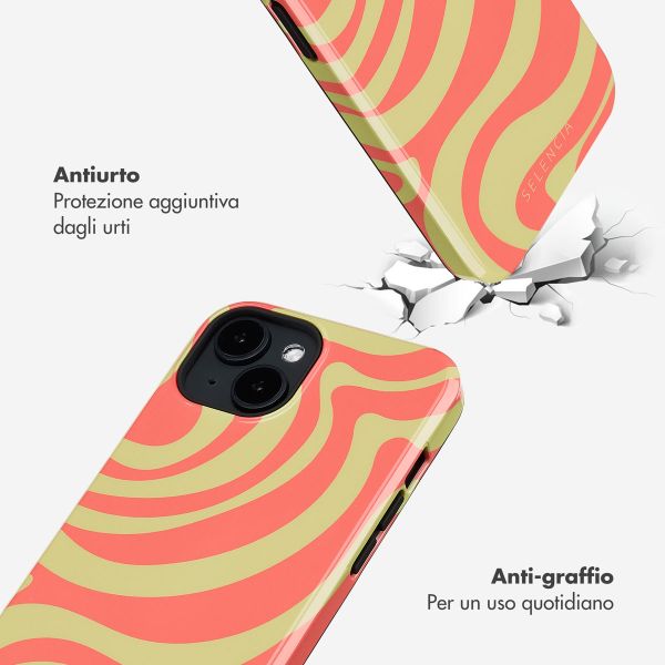 Selencia Cover posteriore Vivid con MagSafe Apple iPhone 14 - Wavy Swirl Orange Fern