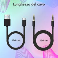 imoshion Cuffie wireless per bambini con LED Light - Limitatore di decibel - Con cavo AUX - Lavender Lilac
