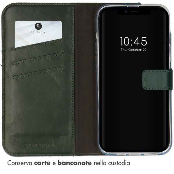 Selencia Cover a libro in vera pelle Apple iPhone 14 - Verde