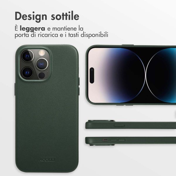 Accezz Cover in Pelle con MagSafe Apple iPhone 14 Pro Max - Cedar Green