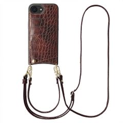 Selencia Cover per telefono Nova Croco con cordino e portacarte Apple iPhone 17e / 16e - Burgundy
