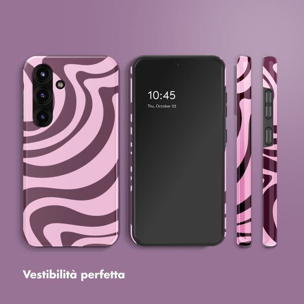 Selencia Cover posteriore Vivid con MagSafe Samsung Galaxy S25 - Wavy Swirl Pink Plum