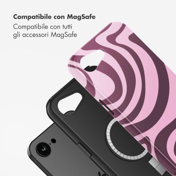 Selencia Cover posteriore Vivid con MagSafe Apple iPhone 17e / 16e - Wavy Swirl Pink Plum