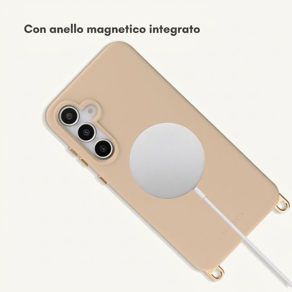 Selencia Cover posteriore Rivièra con MagSafe con ganci rimovibili Samsung Galaxy S25 / S24 - Milky Latte