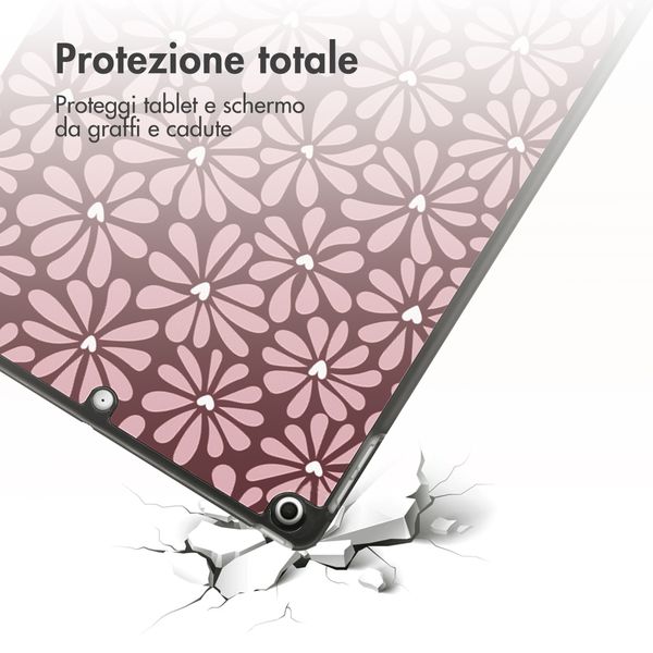 imoshion Cover Trifold Design Apple iPad 9 (2021) 10.2 pollici / iPad 8 (2020) 10.2 pollici / iPad 7 (2019) 10.2 pollici - Bloom Love Blush