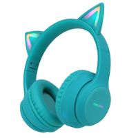 imoshion Cuffie wireless per bambini LED Light Cat Ear - Limitatore di decibel - Con cavo AUX - Azzurro
