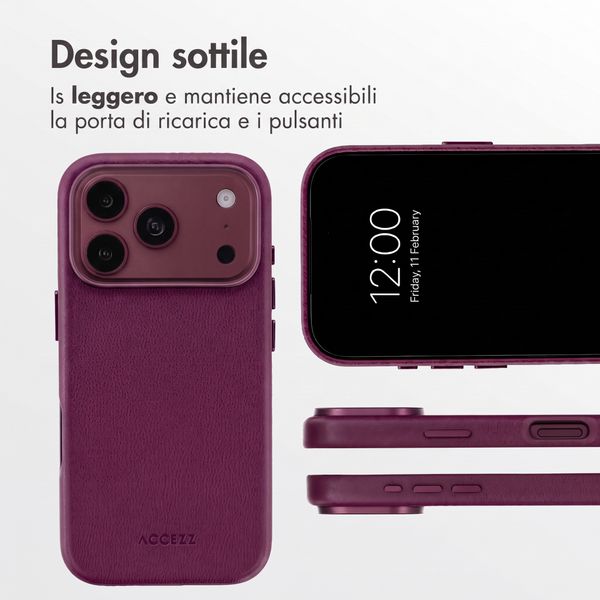 Accezz Cover in Pelle con MagSafe Apple iPhone 18 Pro / 17 Pro - Heath Purple