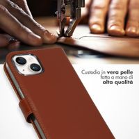Selencia Cover a libro in vera pelle Apple iPhone 15 Plus - Marrone chiaro
