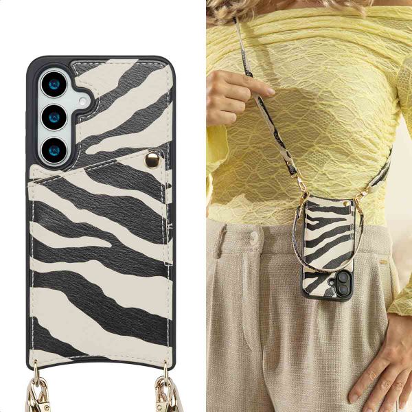 Selencia Cover per telefono Nova con cordino e portacarte Samsung Galaxy S25 / S24 - Zazzy Zebra