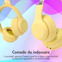 imoshion Cuffie wireless per bambini LED Light Cat Ear - Limitatore di decibel - Con cavo AUX - Giallo