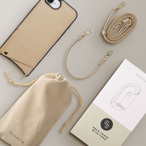 Selencia Cover per telefono Nova con cordino e portacarte Apple iPhone 17e / 16e - Beige