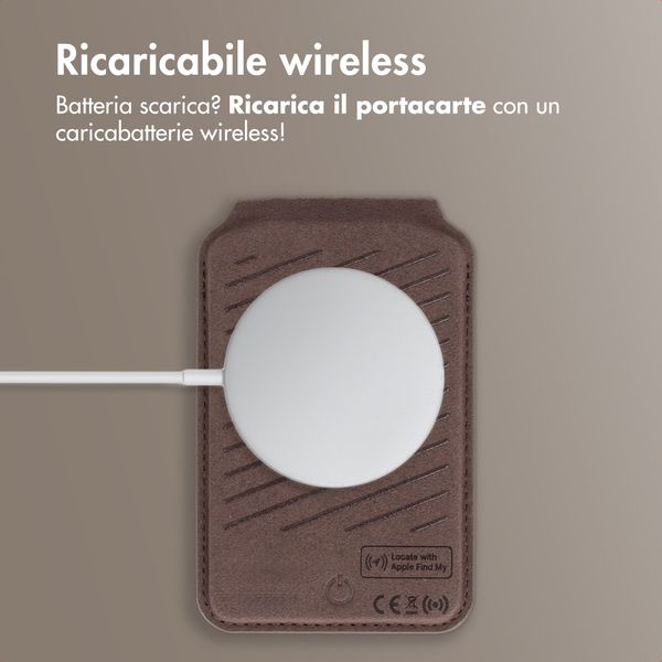 Accezz Portafoglio in pelle magnetico con supporto - Compatibile con Apple Find My - Coffee Brown