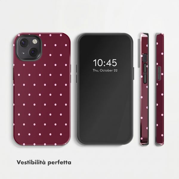 Selencia Cover Posteriore Vivid Apple iPhone 13 - Happy Dots Burgundy