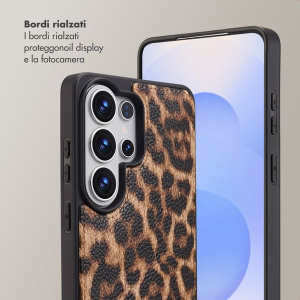 Selencia Cover per telefono Nova con cordino e portacarte Samsung Galaxy S26 Ultra - Leopard