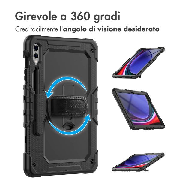 Accezz Cover Posteriore Resistente con tracolla Samsung Galaxy Tab S10 Plus / Tab S9 FE Plus / Tab S9 Plus - Nero