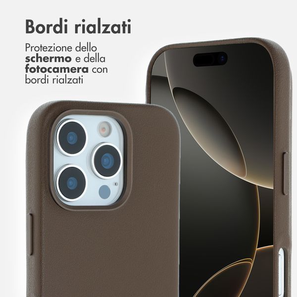 Accezz Cover in Pelle con MagSafe Apple iPhone 16 Pro - Marrone caffè