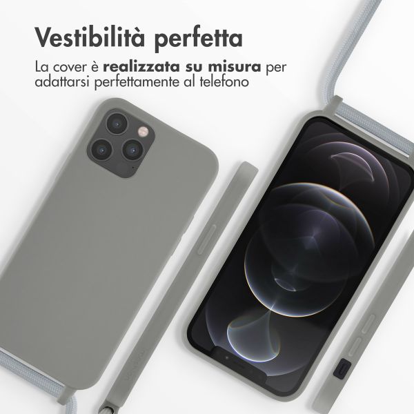 imoshion Cover in Silicone con Cordino Apple iPhone 12 (Pro) - Grigio chiaro