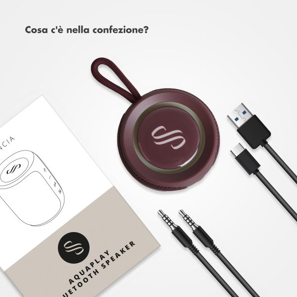 Selencia Altoparlante Bluetooth AquaPlay - Altoparlante wireless - Impermeabile - Bordeaux