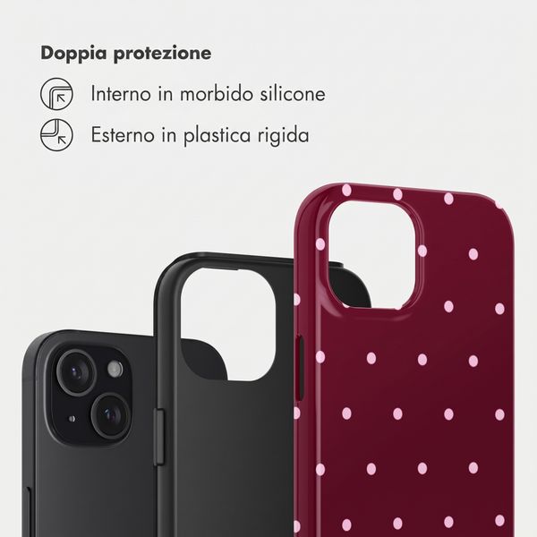 Selencia Cover Posteriore Vivid Apple iPhone 15 - Happy Dots Burgundy