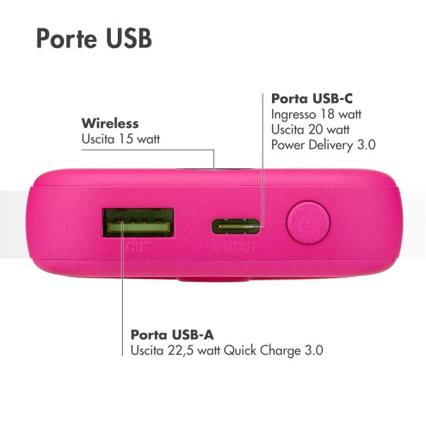 imoshion Powerbank Magnetic 10.000 mAh - Powerbank wireless - Hot Pink