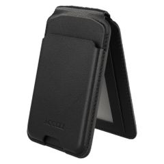 Accezz Portafoglio in pelle magnetico con supporto - Compatibile con Apple Find My - Onyx Black