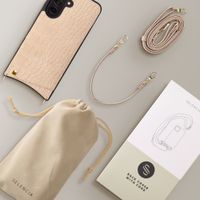 Selencia Cover per telefono Nova Croco con cordino e portacarte Samsung Galaxy A37 (5G) - Beige
