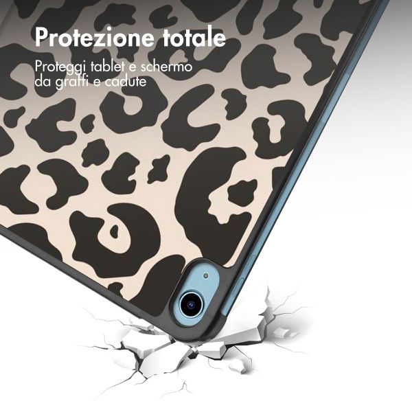 imoshion Cover Trifold Design Apple iPad 11 (2025) 11 pollici A16 / iPad 10 (2022) 10.9 pollici - Leopard