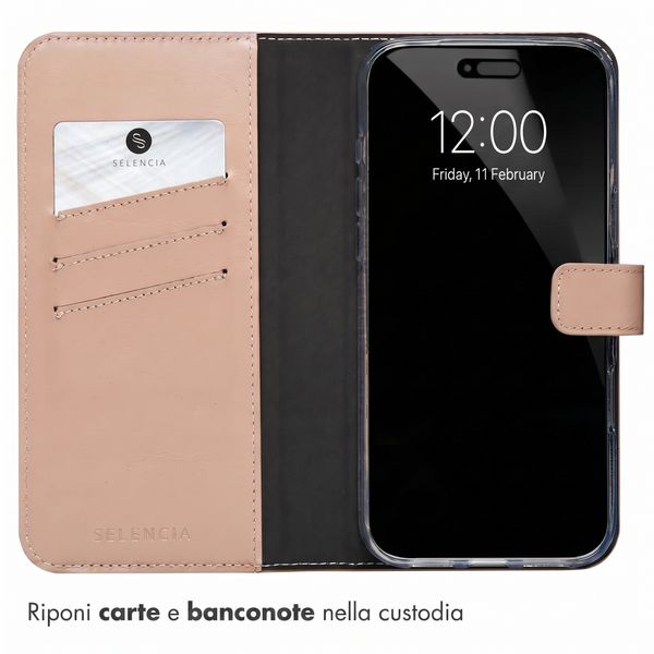 Selencia Cover a libro in vera pelle Apple iPhone 18 Pro Max / 17 Pro Max - Dusty Pink