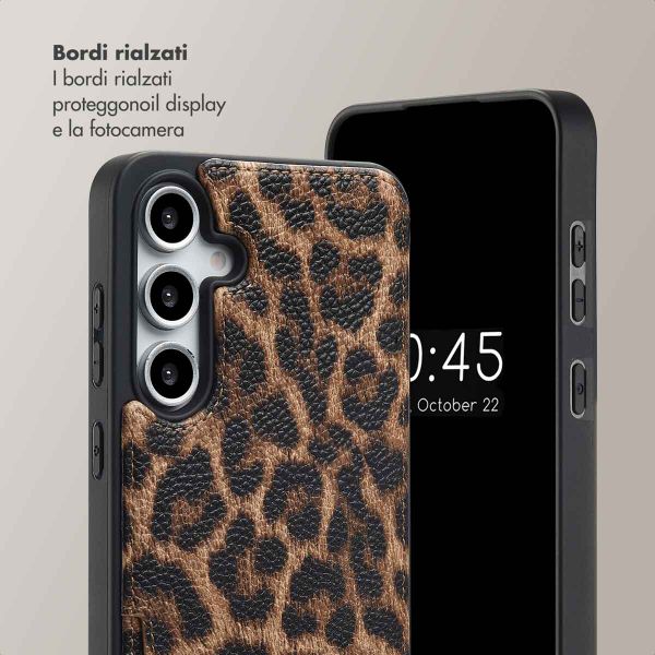 Selencia Cover per telefono Nova con cordino e portacarte Samsung Galaxy S24 FE - Leopard