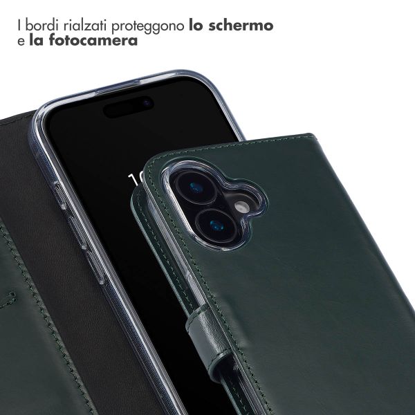 Selencia Cover a libro in vera pelle Apple iPhone 16 - Verde