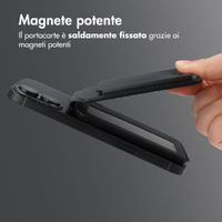 Accezz Portafoglio in pelle magnetico con supporto - Compatibile con Apple Find My - Onyx Black