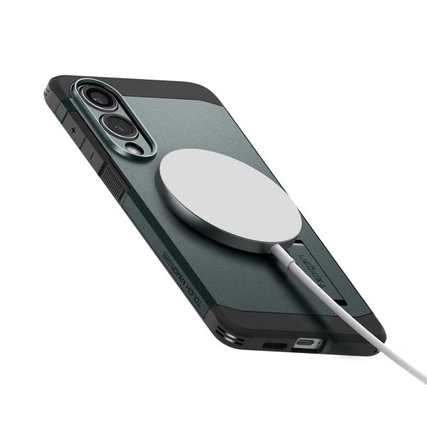 Spigen Cover Posteriore Corazzata Tough con MagSafe Samsung Galaxy S25 Edge - Abyss Green
