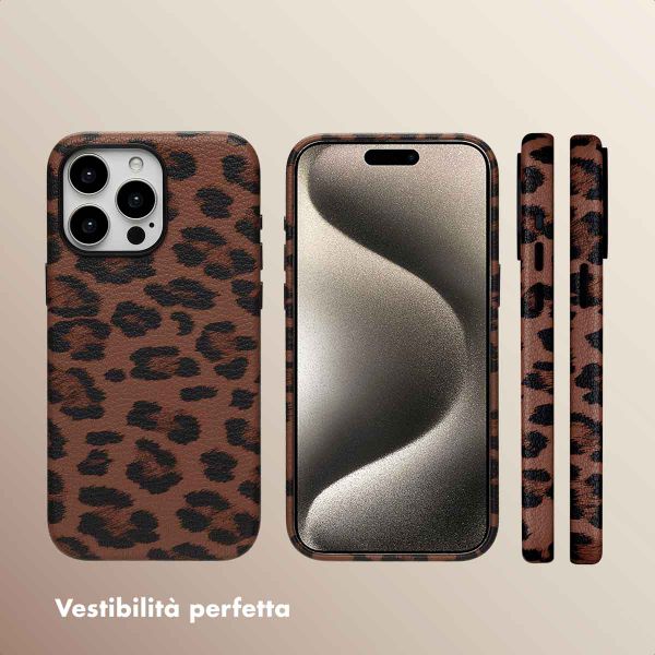 Selencia Cover Sabi Stampa pantera con MagSafe Apple iPhone 15 Pro Max - Mocha Brown